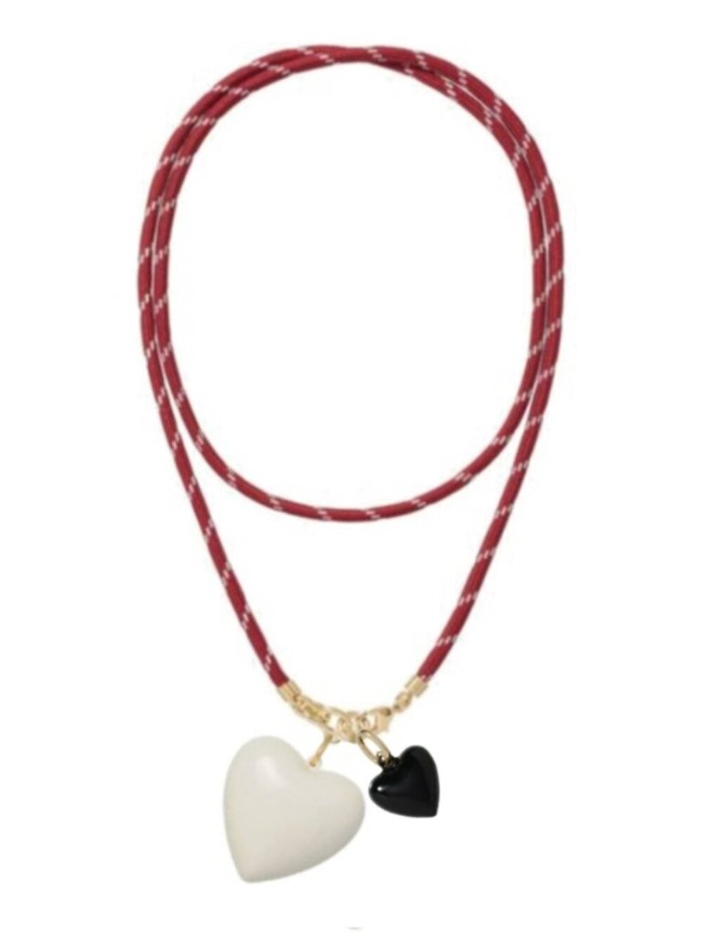 Roxanne Assoulin The Happy Cord Long Big Double Heart Necklace Burgundy/Cream - Picture 2 of 3